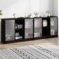 vidaXL Bücherschrank mit Türen Schwarz 204x37x75 cm Holzwerkstoff vidaXL Bücherschrank mit Türen Schwarz 204x37x75 cm Holzwerkstoff