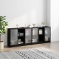 vidaXL Bücherschrank mit Türen Schwarz 204x37x75 cm Holzwerkstoff vidaXL Bücherschrank mit Türen Schwarz 204x37x75 cm Holzwerkstoff