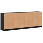 vidaXL Bücherschrank mit Türen Schwarz 204x37x75 cm Holzwerkstoff vidaXL Bücherschrank mit Türen Schwarz 204x37x75 cm Holzwerkstoff