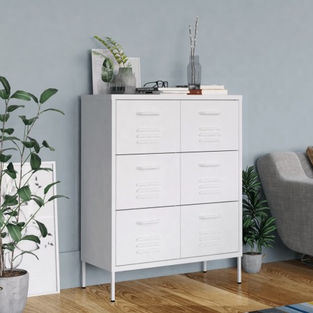 vidaXL Schubladenschrank Weiß 80x35x101,5 cm Stahl    