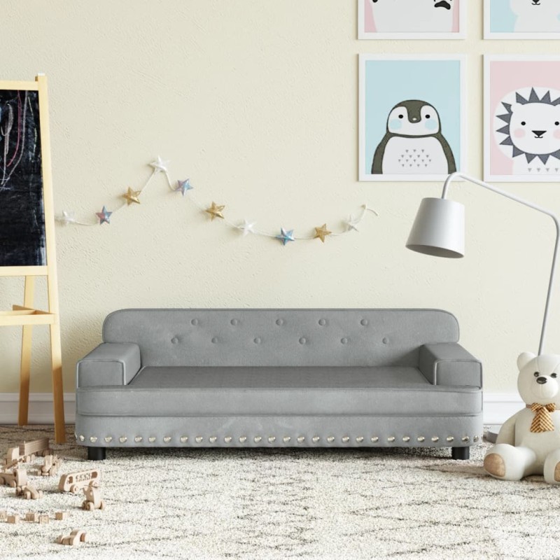 vidaXL Kindersofa Hellgrau 90x53x30 cm Samt vidaXL Kindersofa Hellgrau 90x53x30 cm Samt