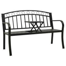 vidaXL Gartenbank mit 1 Tisch 125 cm Stahl Schwarz