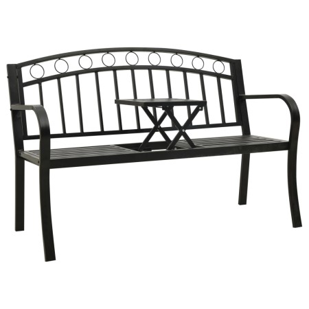 vidaXL Gartenbank mit 1 Tisch 125 cm Stahl Schwarz