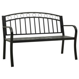 vidaXL Gartenbank mit 1 Tisch 125 cm Stahl Schwarz