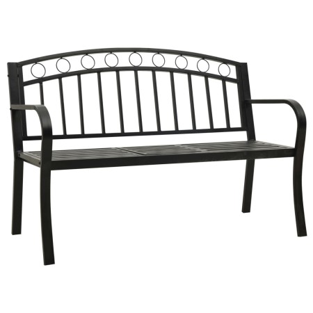 vidaXL Gartenbank mit 1 Tisch 125 cm Stahl Schwarz