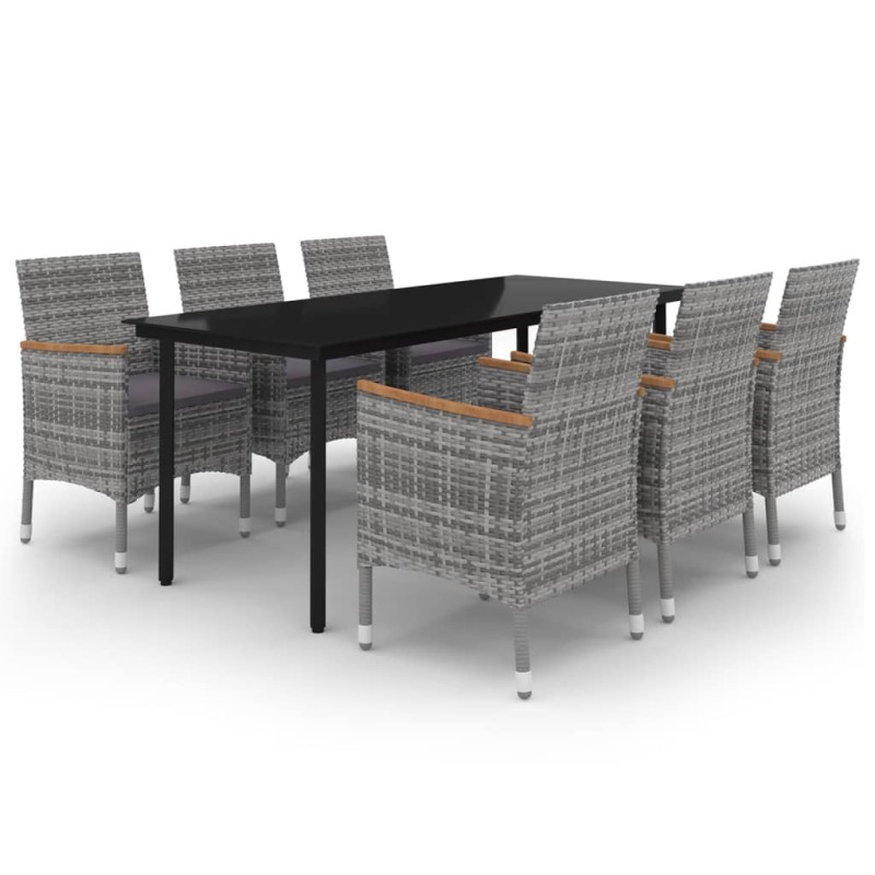 vidaXL 7-tlg. Garten-Essgruppe mit Kissen Poly Rattan und Glas vidaXL 7-tlg. Garten-Essgruppe mit Kissen Poly Rattan und Glas