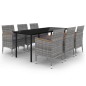 vidaXL 7-tlg. Garten-Essgruppe mit Kissen Poly Rattan und Glas vidaXL 7-tlg. Garten-Essgruppe mit Kissen Poly Rattan und Glas