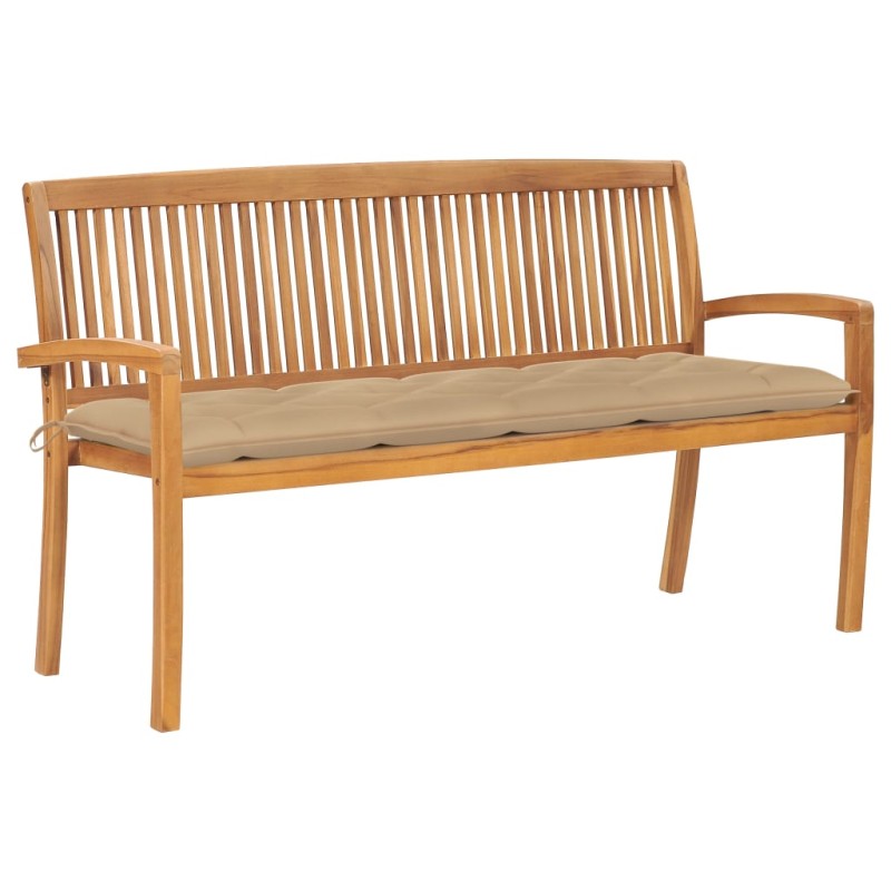 vidaXL Stapelbare Gartenbank mit Auflage 159 cm Massivholz Teak vidaXL Stapelbare Gartenbank mit Auflage 159 cm Massivholz Teak