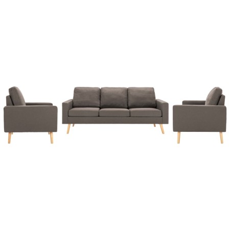 vidaXL 3-tlg. Sofagarnitur Stoff Taupe