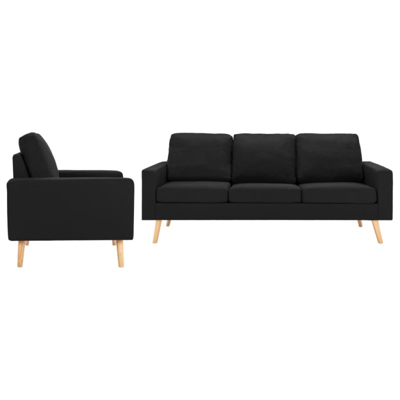 vidaXL 2-tlg. Sofagarnitur Stoff Schwarz vidaXL 2-tlg. Sofagarnitur Stoff Schwarz