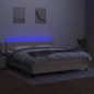 vidaXL Boxspringbett mit Matratze & LED Creme 160x200 cm Stoff vidaXL Boxspringbett mit Matratze & LED Creme 160x200 cm Stoff