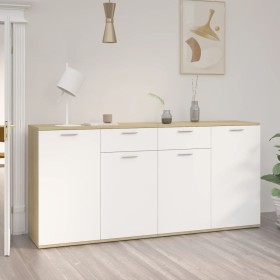 vidaXL Sideboard Weiß Sonoma-Eiche 160x36x75 cm Holzwerkstoff