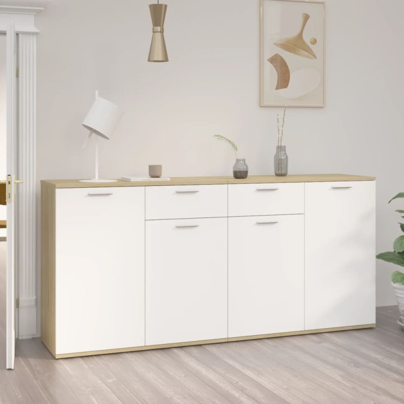 vidaXL Sideboard Weiß Sonoma-Eiche 160x36x75 cm Holzwerkstoff vidaXL Sideboard Weiß Sonoma-Eiche 160x36x75 cm Holzwerkstoff