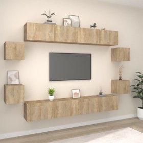 vidaXL 8-tlg. TV-Schrank-Set Sonoma-Eiche Holzwerkstoff