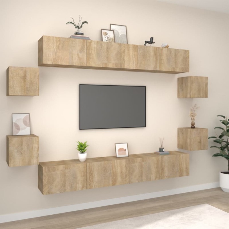 vidaXL 8-tlg. TV-Schrank-Set Sonoma-Eiche Holzwerkstoff vidaXL 8-tlg. TV-Schrank-Set Sonoma-Eiche Holzwerkstoff