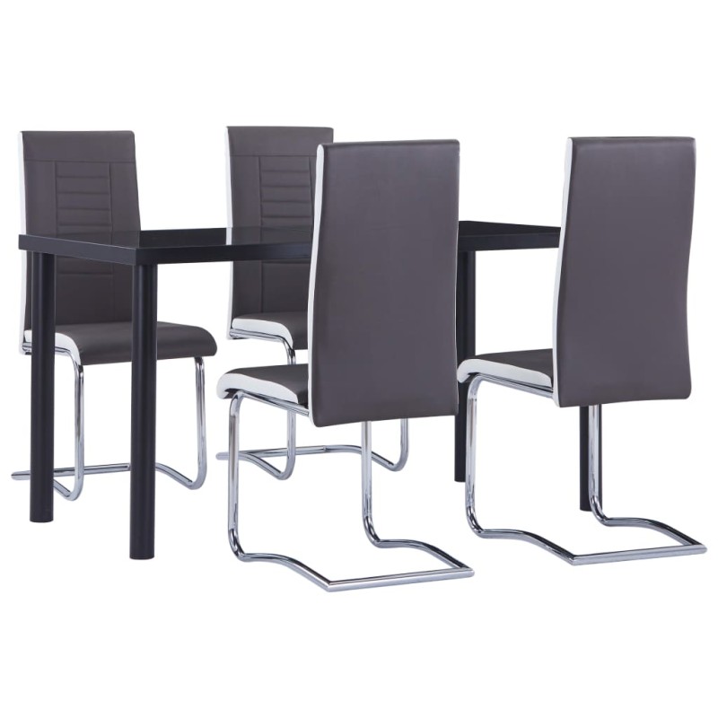 vidaXL 5-tlg. Essgruppe Kunstleder Grau vidaXL 5-tlg. Essgruppe Kunstleder Grau
