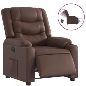 vidaXL Elektrischer Relaxsessel Braun Kunstleder