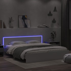 vidaXL Bettgestell mit Kopfteil und LED-Beleuchtung Weiß 200x200 cm