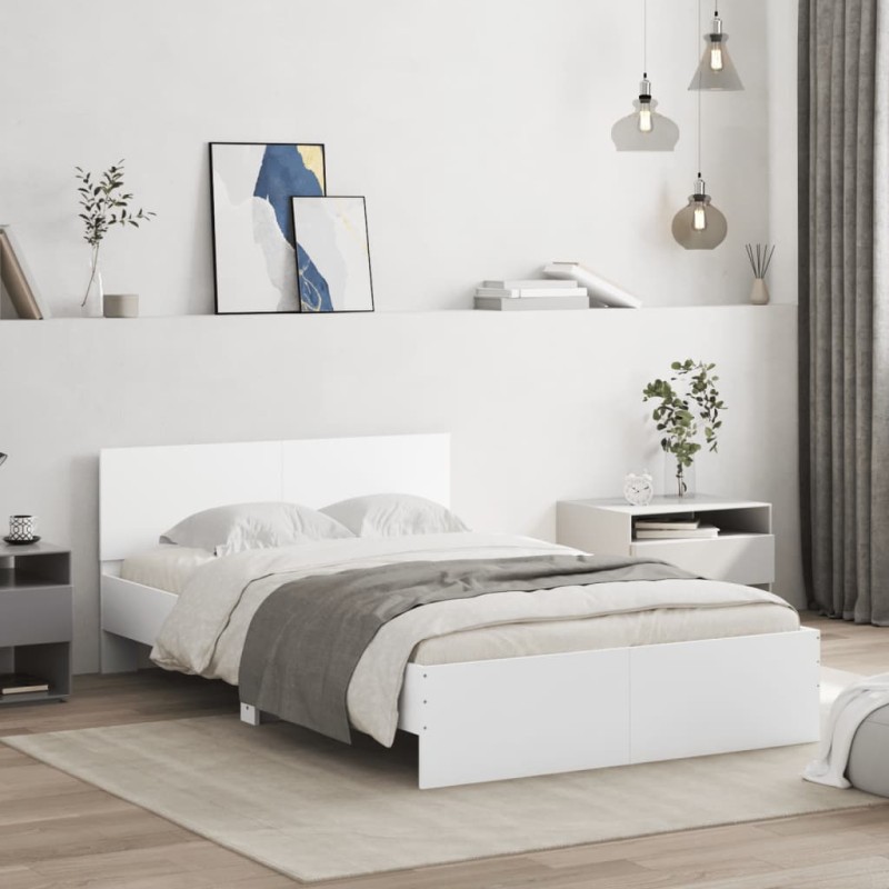 vidaXL Bettgestell mit Kopfteil Weiß 120x200 cm vidaXL Bettgestell mit Kopfteil Weiß 120x200 cm