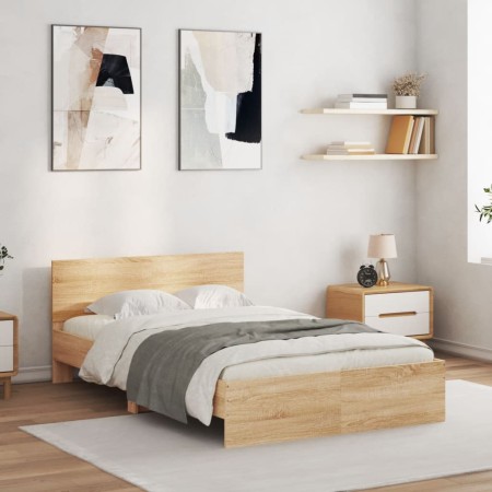vidaXL Bettgestell mit Kopfteil Sonoma-Eiche 120x200 cm