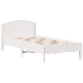 vidaXL Massivholzbett mit Kopfteil Weiß 90x200 cm Kiefer