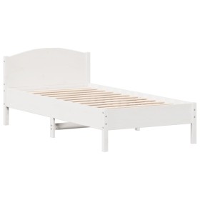 vidaXL Massivholzbett mit Kopfteil Weiß 75x190 cm Kiefer