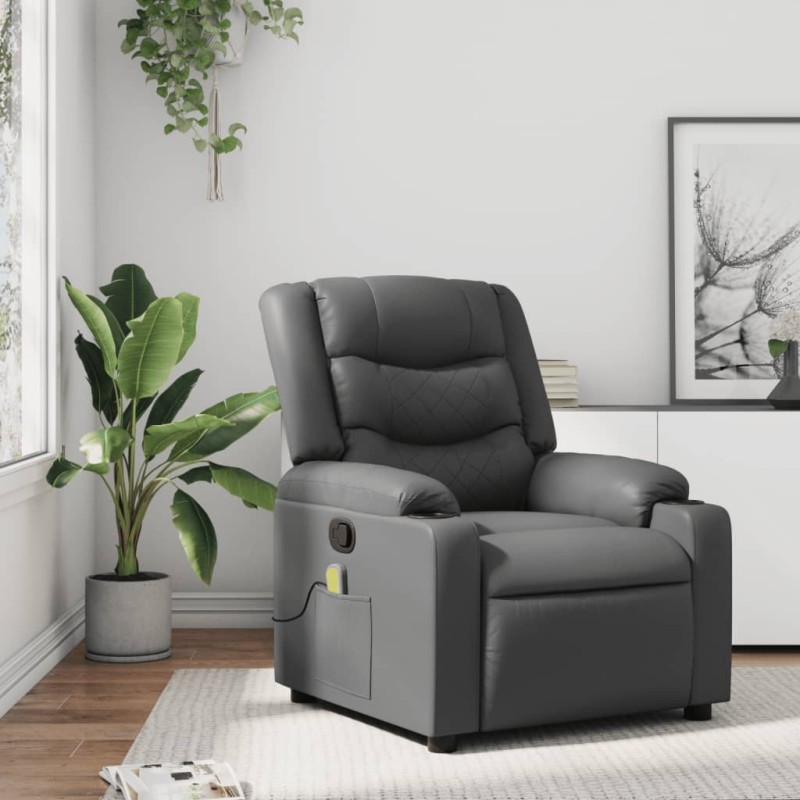 vidaXL Massagesessel Grau Kunstleder vidaXL Massagesessel Grau Kunstleder
