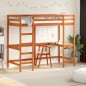 vidaXL Hochbett mit Schreibtisch Wachsbraun 90x200cm Massivholz Kiefer vidaXL Hochbett mit Schreibtisch Wachsbraun 90x200cm Massivholz Kiefer