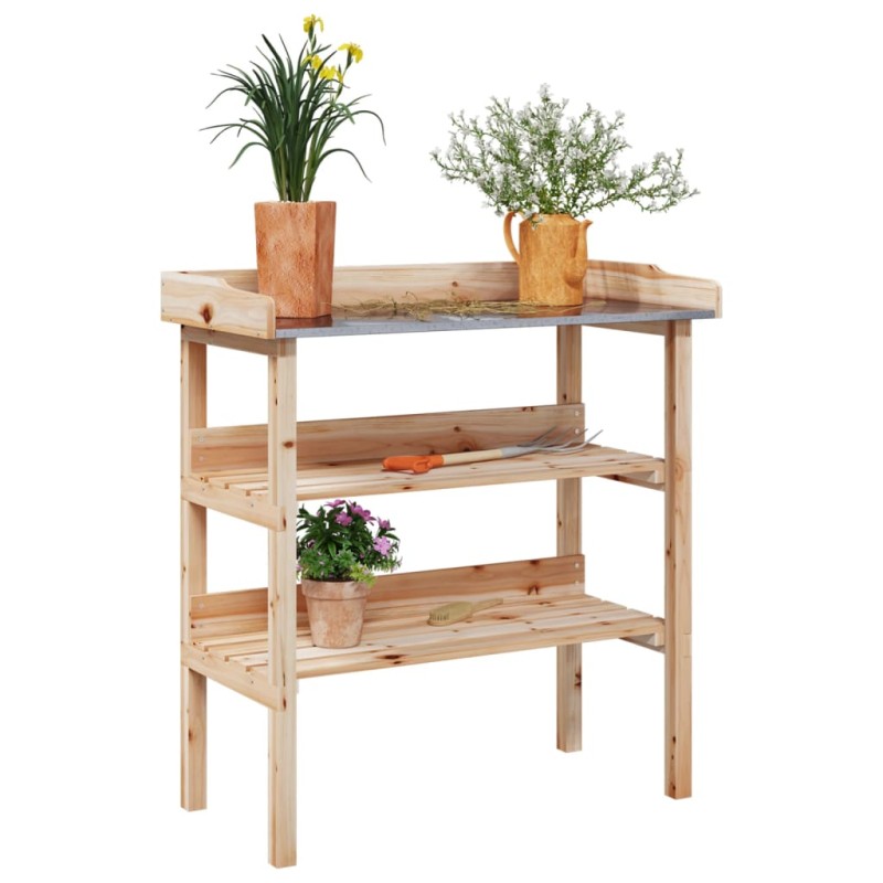 vidaXL Pflanztisch mit Ablagen 78x38x82,5 cm Massivholz Tanne vidaXL Pflanztisch mit Ablagen 78x38x82,5 cm Massivholz Tanne