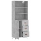 Highboard Betongrau 69,5x34x180 cm Holzwerkstoff Highboard Betongrau 69,5x34x180 cm Holzwerkstoff