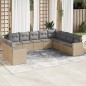 vidaXL 10-tlg. Garten-Sofagarnitur mit Kissen Beige Poly Rattan vidaXL 10-tlg. Garten-Sofagarnitur mit Kissen Beige Poly Rattan