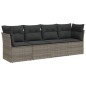 vidaXL 4-tlg. Garten-Sofagarnitur mit Kissen Grau Poly Rattan vidaXL 4-tlg. Garten-Sofagarnitur mit Kissen Grau Poly Rattan