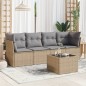 vidaXL 5-tlg. Garten-Sofagarnitur mit Kissen Beige Poly Rattan vidaXL 5-tlg. Garten-Sofagarnitur mit Kissen Beige Poly Rattan