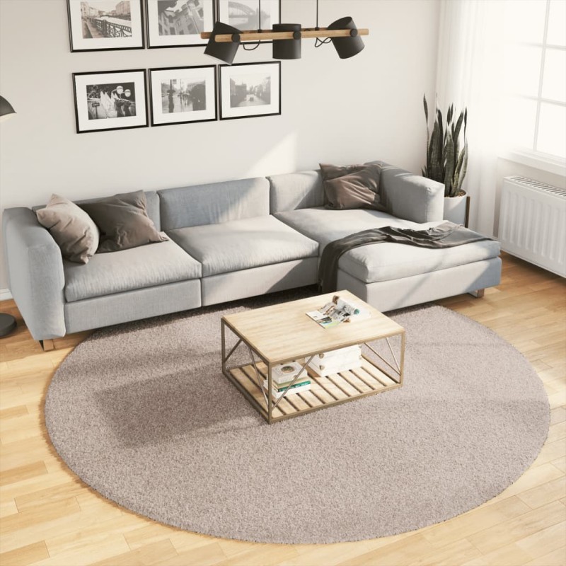 vidaXL Shaggy-Teppich PAMPLONA Hochflor Modern Beige Ø 240 cm vidaXL Shaggy-Teppich PAMPLONA Hochflor Modern Beige Ø 240 cm