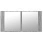 vidaXL LED-Spiegelschrank Grau Sonoma 90x12x45 cm Acryl vidaXL LED-Spiegelschrank Grau Sonoma 90x12x45 cm Acryl
