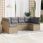 vidaXL 6-tlg. Garten-Sofagarnitur mit Kissen Beige Poly Rattan vidaXL 6-tlg. Garten-Sofagarnitur mit Kissen Beige Poly Rattan