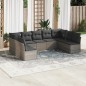vidaXL 9-tlg. Garten-Sofagarnitur mit Kissen Grau Poly Rattan vidaXL 9-tlg. Garten-Sofagarnitur mit Kissen Grau Poly Rattan