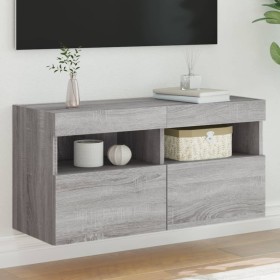 vidaXL TV-Wandschrank mit LED-Leuchten Grau Sonoma 80x30x40 cm