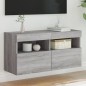 vidaXL TV-Wandschrank mit LED-Leuchten Grau Sonoma 80x30x40 cm vidaXL TV-Wandschrank mit LED-Leuchten Grau Sonoma 80x30x40 cm