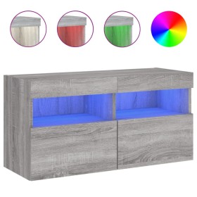 vidaXL TV-Wandschrank mit LED-Leuchten Grau Sonoma 80x30x40 cm