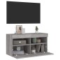 vidaXL TV-Wandschrank mit LED-Leuchten Grau Sonoma 80x30x40 cm vidaXL TV-Wandschrank mit LED-Leuchten Grau Sonoma 80x30x40 cm