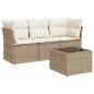 vidaXL 4-tlg. Garten-Sofagarnitur mit Kissen Beige Poly Rattan vidaXL 4-tlg. Garten-Sofagarnitur mit Kissen Beige Poly Rattan