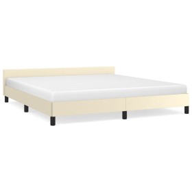 vidaXL Bettgestell mit Kopfteil Creme 160x200 cm Kunstleder