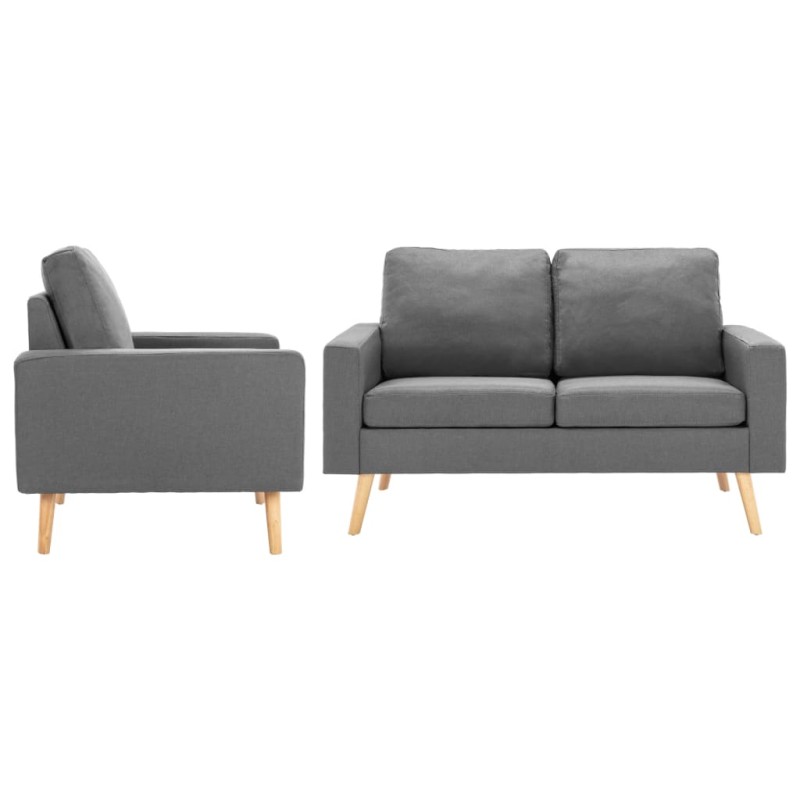 vidaXL 2-tlg. Sofagarnitur Stoff Hellgrau vidaXL 2-tlg. Sofagarnitur Stoff Hellgrau