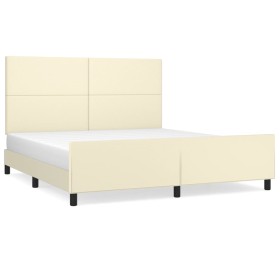 vidaXL Bettgestell mit Kopfteil Creme 160x200 cm Kunstleder