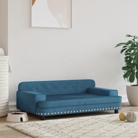 vidaXL Hundebett Blau 90x53x30 cm Samt