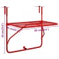 vidaXL Balkontisch Rot 60x40 cm Stahl vidaXL Balkontisch Rot 60x40 cm Stahl