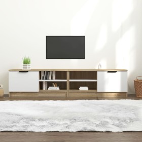 vidaXL TV-Schränke 2 Stk. Weiß/Sonoma-Eiche 80x35x36,5cm Holzwerkstoff