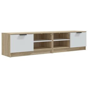 vidaXL TV-Schränke 2 Stk. Weiß/Sonoma-Eiche 80x35x36,5cm Holzwerkstoff