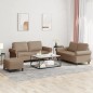 vidaXL 3-tlg. Sofagarnitur mit Kissen Cappuccino-Braun Kunstleder vidaXL 3-tlg. Sofagarnitur mit Kissen Cappuccino-Braun Kunstleder